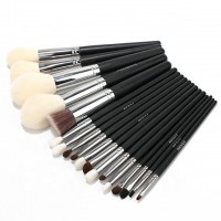 Black 18pcs Make up Brushes Natural Goat Pony Hair Wooden Handle Makeup Brush